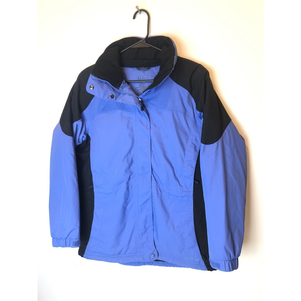 Womens llbean parka jacket sz med blue/black euc